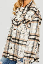 Womens Plaid Bust Pocket Shirt Shacket - VacationGrabs