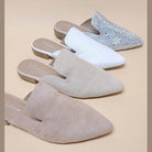 Womens Shoes - Pointed Toe Slip on Mule Flats - VacationGrabs