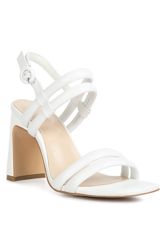Women's slim block heel sandals in white for stylish summer outings