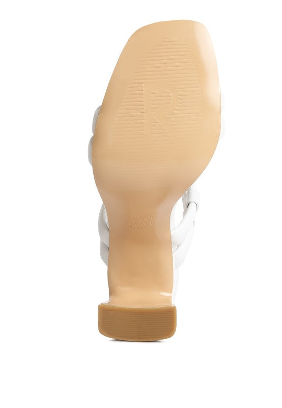 Rag Company women's slim block heel sandals in white for stylish summer wear