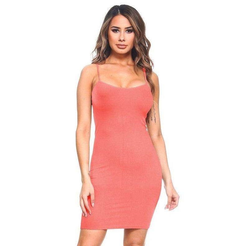 Womens Solid Seamless Long Cami Shirt Dress - VacationGrabs