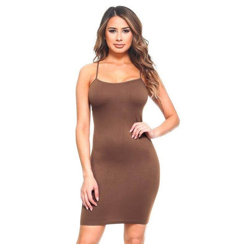 Womens Solid Seamless Long Cami Shirt Dress - VacationGrabs