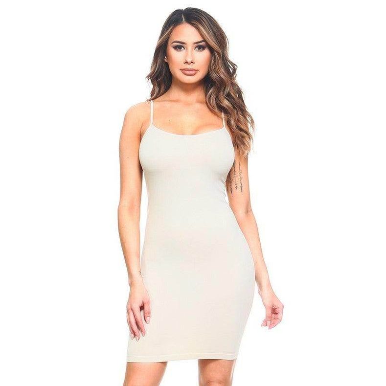Womens Solid Seamless Long Cami Shirt Dress - VacationGrabs