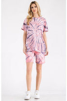Womens Tye Dye Tee and Short Lounge Set - VacationGrabs