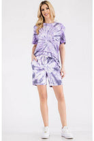 Womens Tye Dye Tee and Short Lounge Set - VacationGrabs