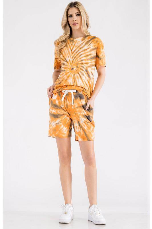 Womens Tye Dye Tee and Short Lounge Set - VacationGrabs