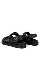 Rag Company women's vacation sandals in black with quilted design and adjustable straps