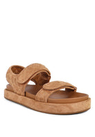Rag Company women's vacation sandals in tan with quilted straps and comfortable cushioning
