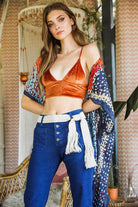 Womens Velvet Longline Bralette Cami Top - VacationGrabs