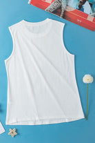 YNIQUE women's white pleated tank top featuring a simple back design and soft fabric