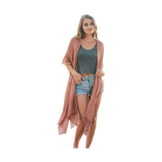 Woven Long Line Tribal Kimono - VacationGrabs