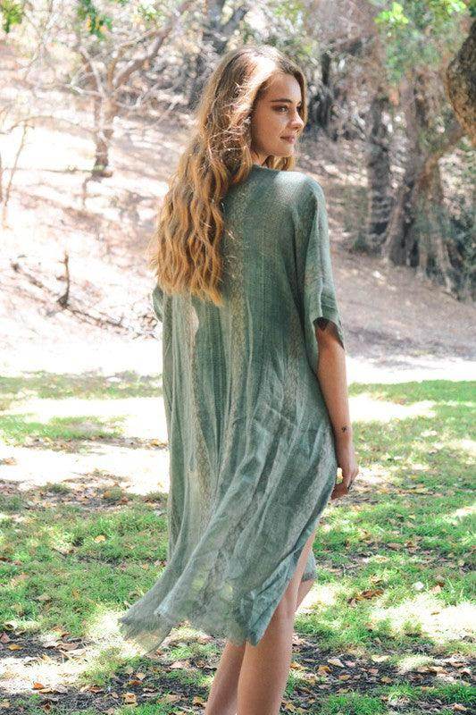 Woven Long Line Tribal Kimono - VacationGrabs