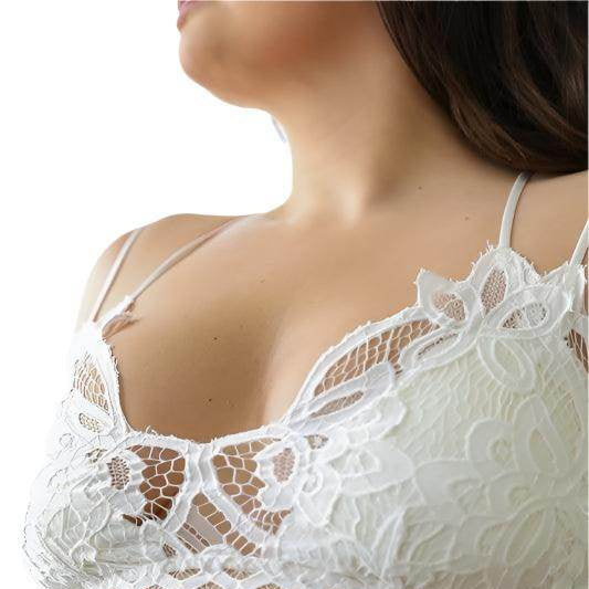 X-Large Padded Crochet Lace Longline Bralette - VacationGrabs