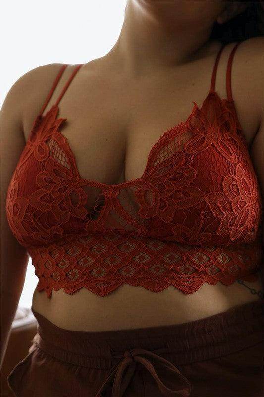 X-Large Padded Crochet Lace Longline Bralette - VacationGrabs