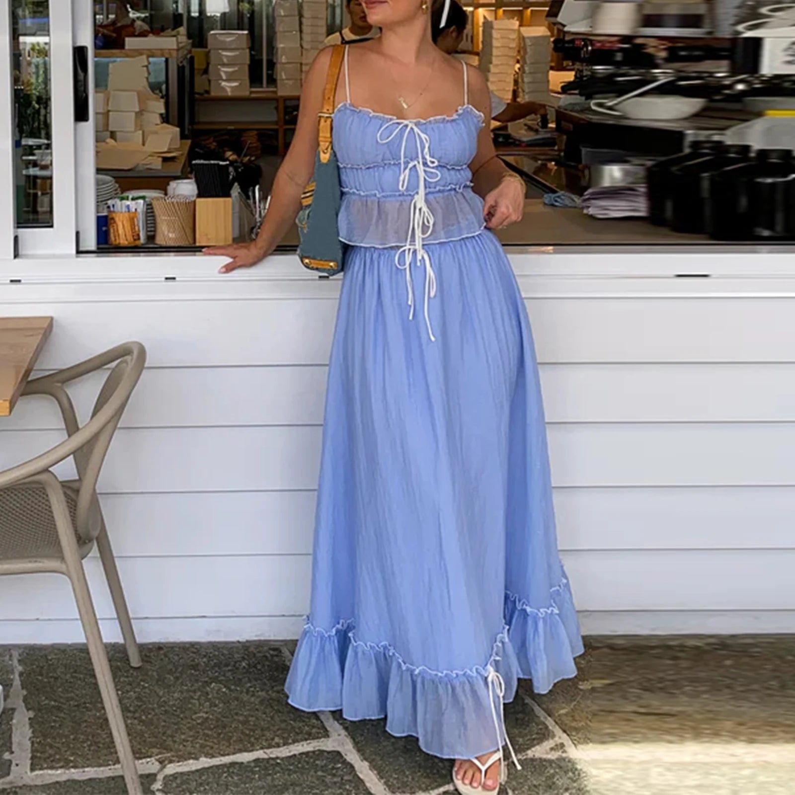 blue y2k dress Vacation Dresses for Women Purple Simple Halter Mermaid Color:Same as Picture Travel back to the puffed sleeves
