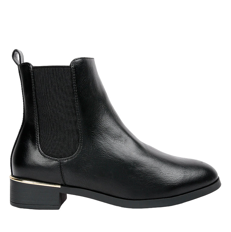 Black Chelsea boot on a white background