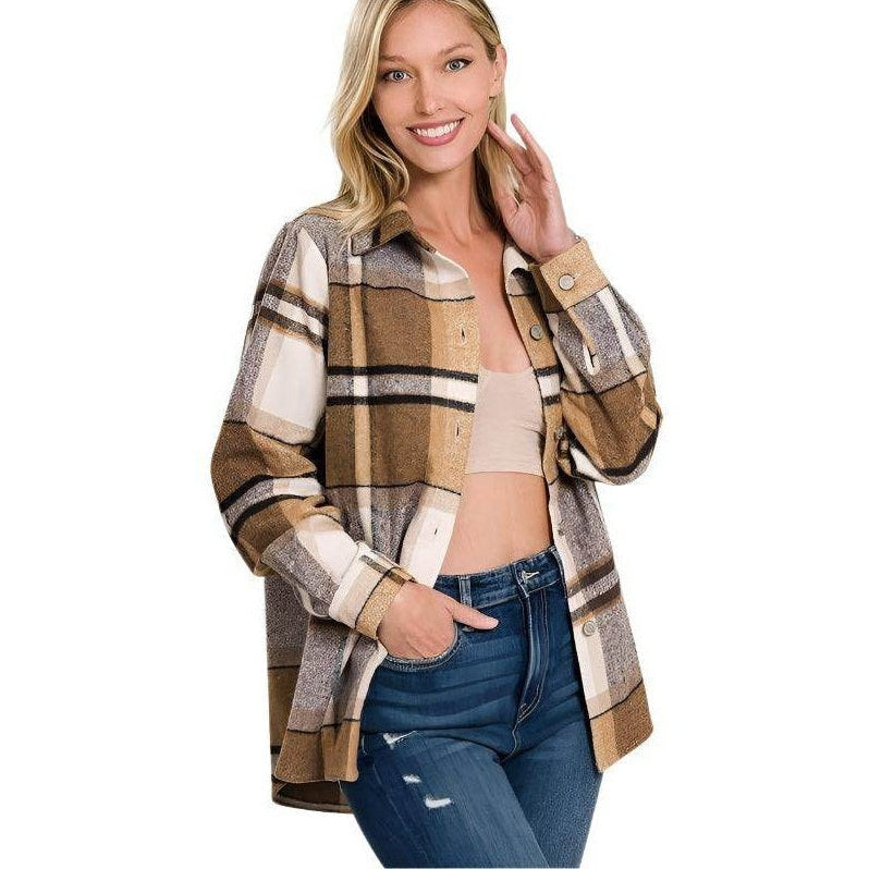 Yarn Dyed Plaid Shacket - VacationGrabs
