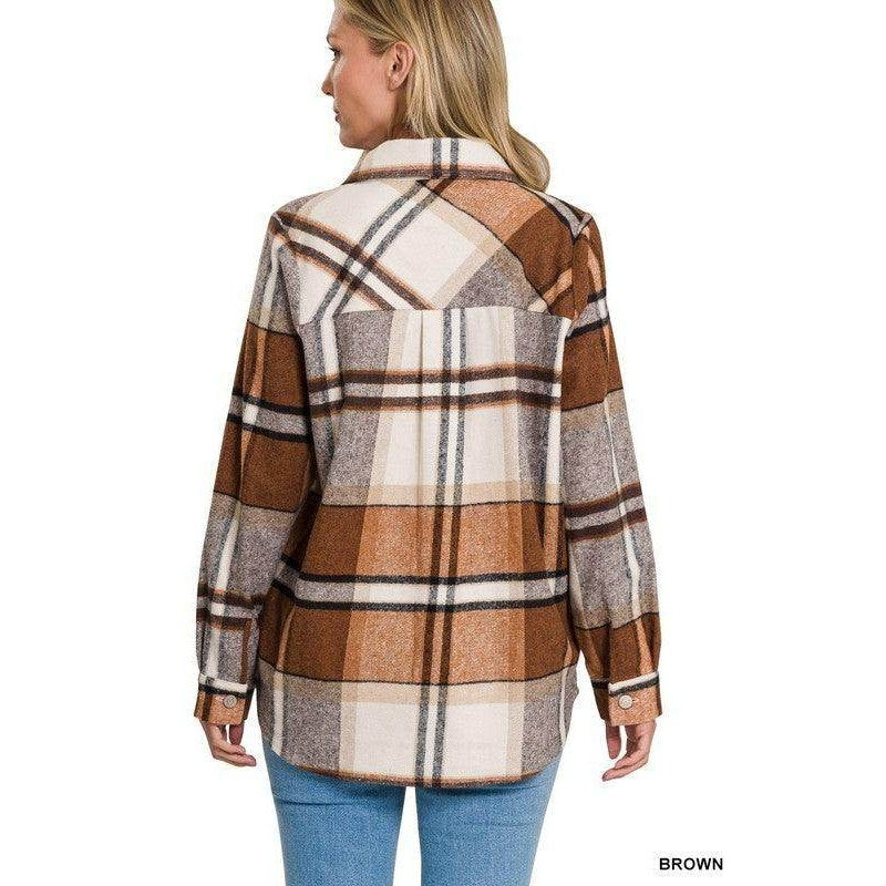 Yarn Dyed Plaid Shacket - VacationGrabs
