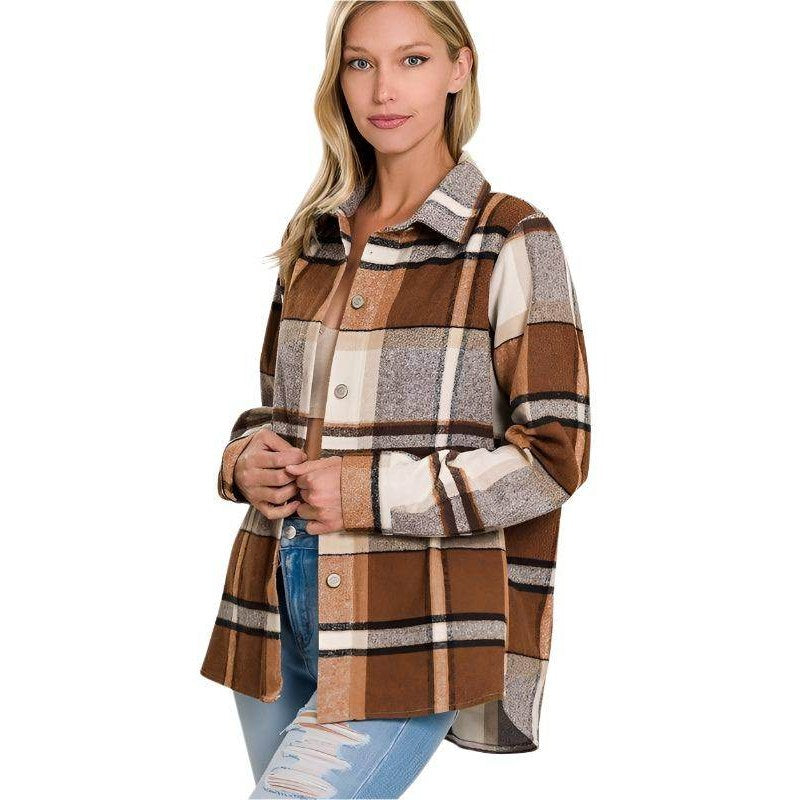 Yarn Dyed Plaid Shacket - VacationGrabs
