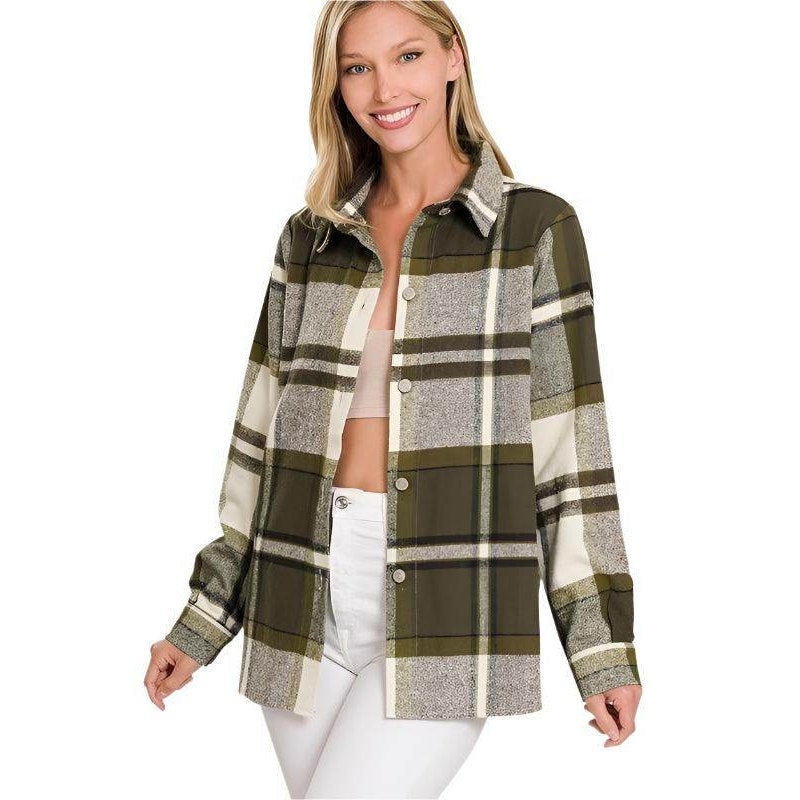 Yarn Dyed Plaid Shacket - VacationGrabs