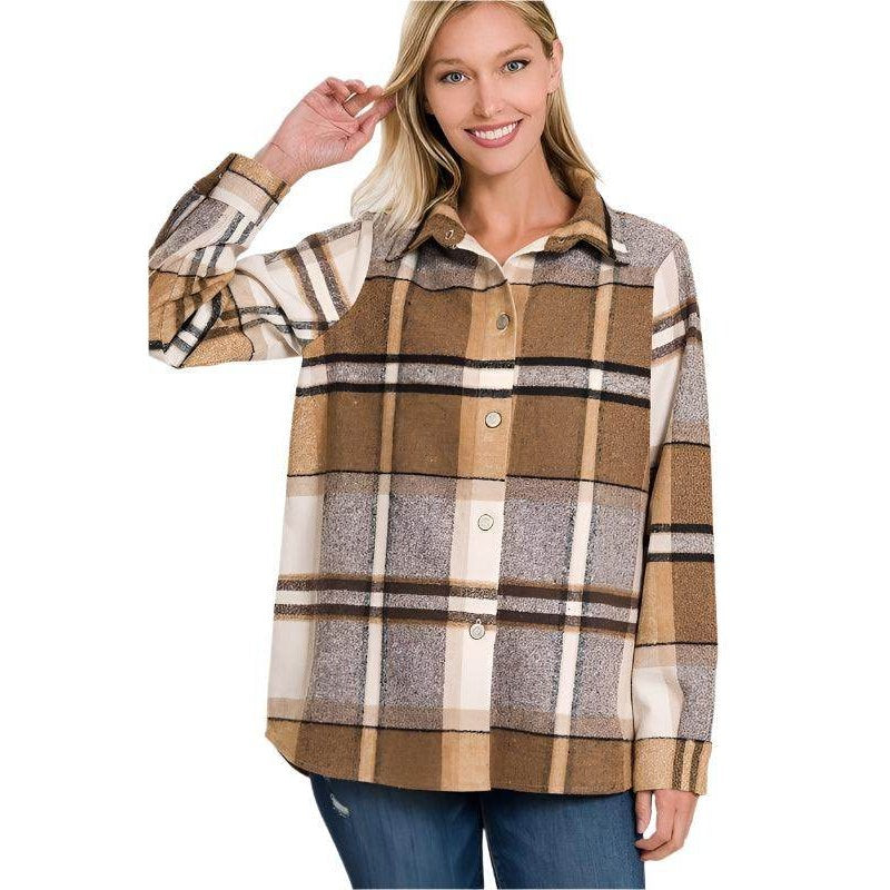 Yarn Dyed Plaid Shacket - VacationGrabs