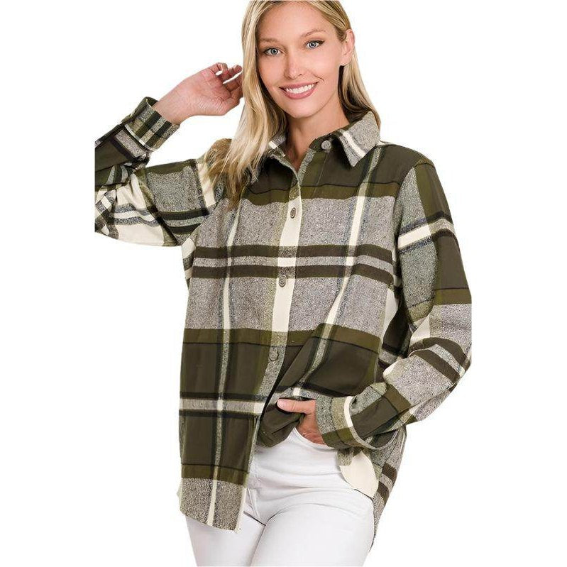 Yarn Dyed Plaid Shacket - VacationGrabs