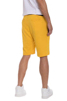 Men's yellow drawstring shorts with a comfortable fit for casual summer wear