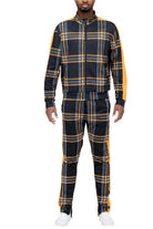 Yellow Plaid Track Jacket Pant Set - VacationGrabs