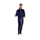 Men's 2PC Track Set with zip front velour jacket pants in navy, perfect for casual outings and lounging