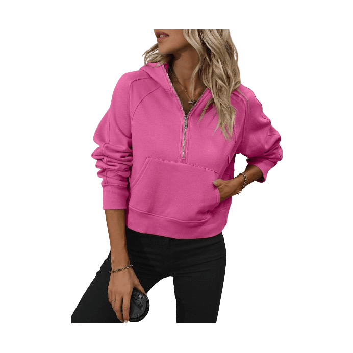 Zip-Up Raglan Sleeve Hoodie With Pocket - VacationGrabs