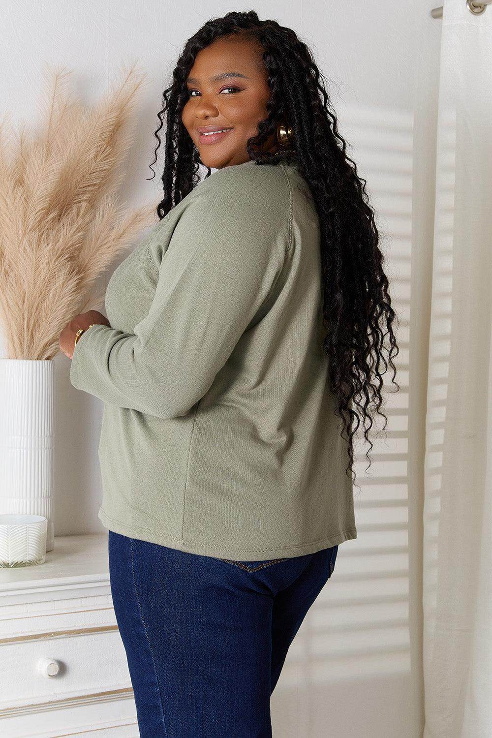 Culture Code Full Size V-Neck Long Sleeve T-Shirt - VacationGrabs