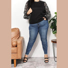 And The Why Full Size Foil Printed Sleeve Top - VacationGrabs