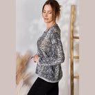 Hailey & Co Full Size Snakeskin V-Neck Long Sleeve Top - VacationGrabs
