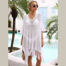 Fringe Trim Dolman Sleeve Openwork Cover-Up - VacationGrabs