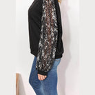 And The Why Full Size Foil Printed Sleeve Top - VacationGrabs