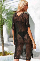 Side Slit Tassel Openwork Cover-Up Dress - VacationGrabs