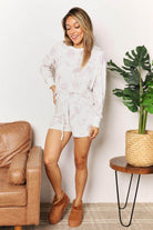 Double Take Floral Long Sleeve Top and Shorts Loungewear - VacationGrabs