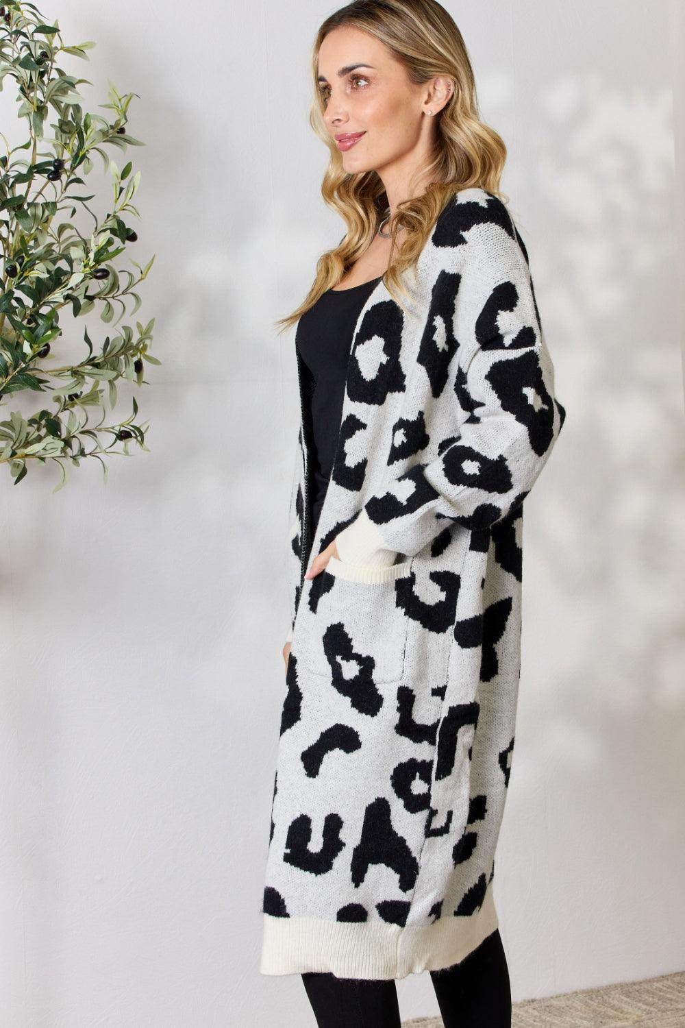 BiBi Leopard Open Front Cardigan - VacationGrabs
