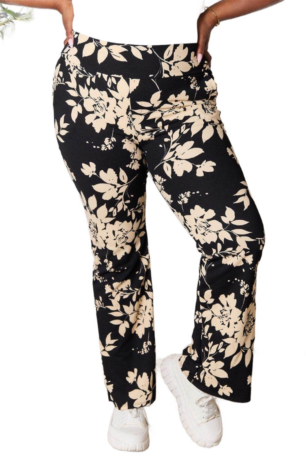 Heimish Full Size High Waist Floral Flare Pants - VacationGrabs