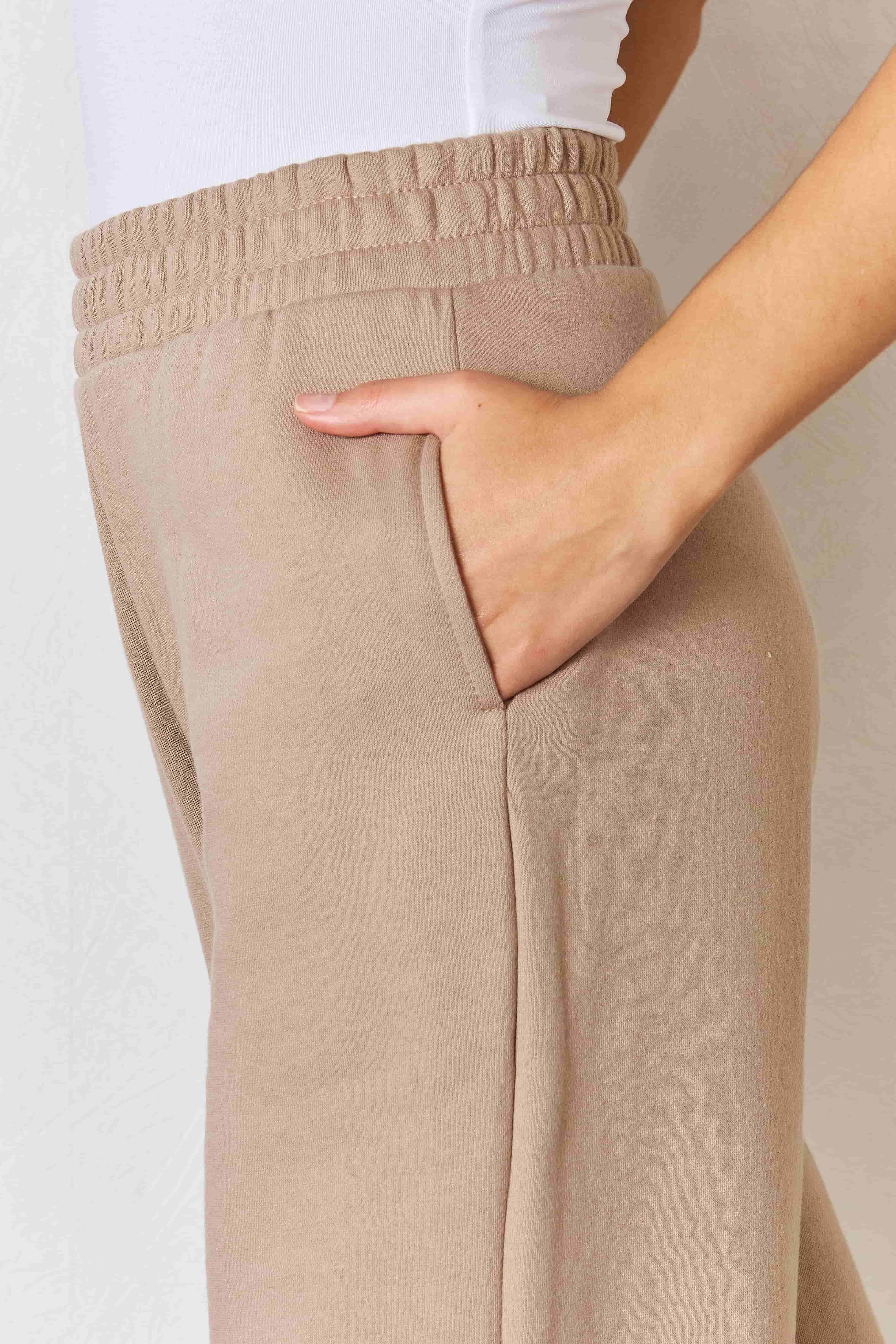 RISEN Wide Waistband Slit Wide Leg Pants - VacationGrabs
