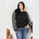 And The Why Full Size Foil Printed Sleeve Top - VacationGrabs