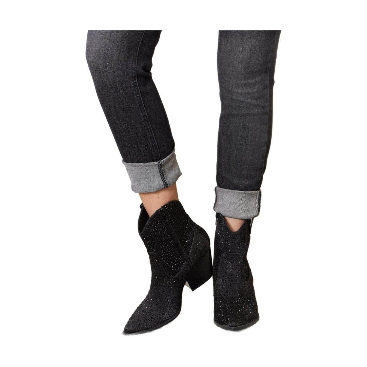 East Lion Corp Rhinestone Ankle Cowboy Boots - VacationGrabs