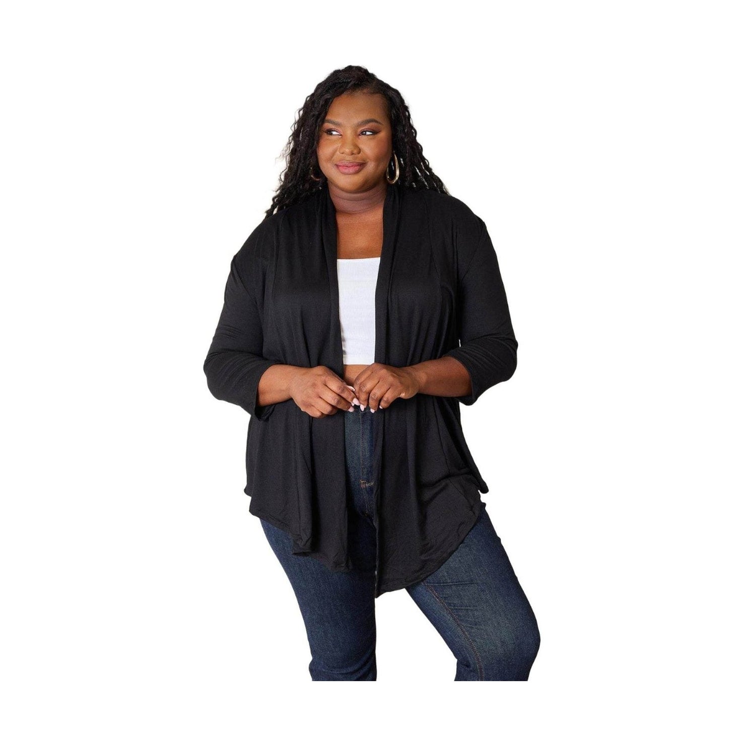 Culture Code Full Size Open Front Cardigan - VacationGrabs