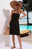 Crisscross Halter Neck Openwork Cover-Up Dress - VacationGrabs