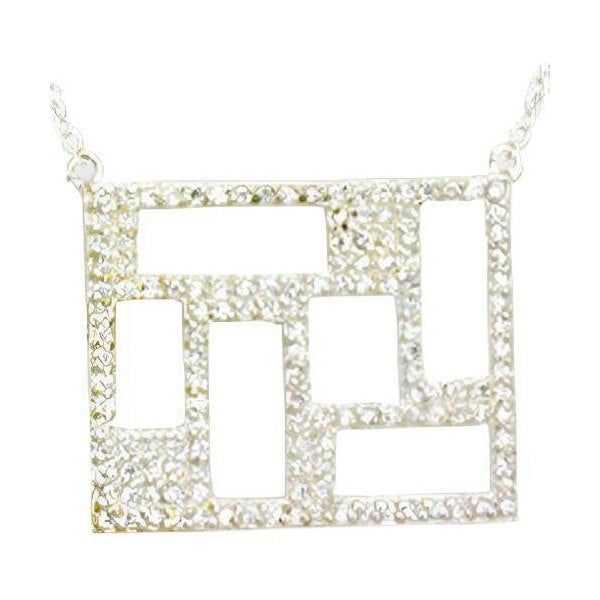 Elegant 925 sterling silver necklace for women featuring a modern geometric design with sparkling accents