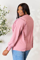 Culture Code Full Size Round Neck Exposed Seam Slit Top - VacationGrabs