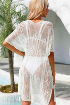 Side Slit Tassel Openwork Cover-Up Dress - VacationGrabs