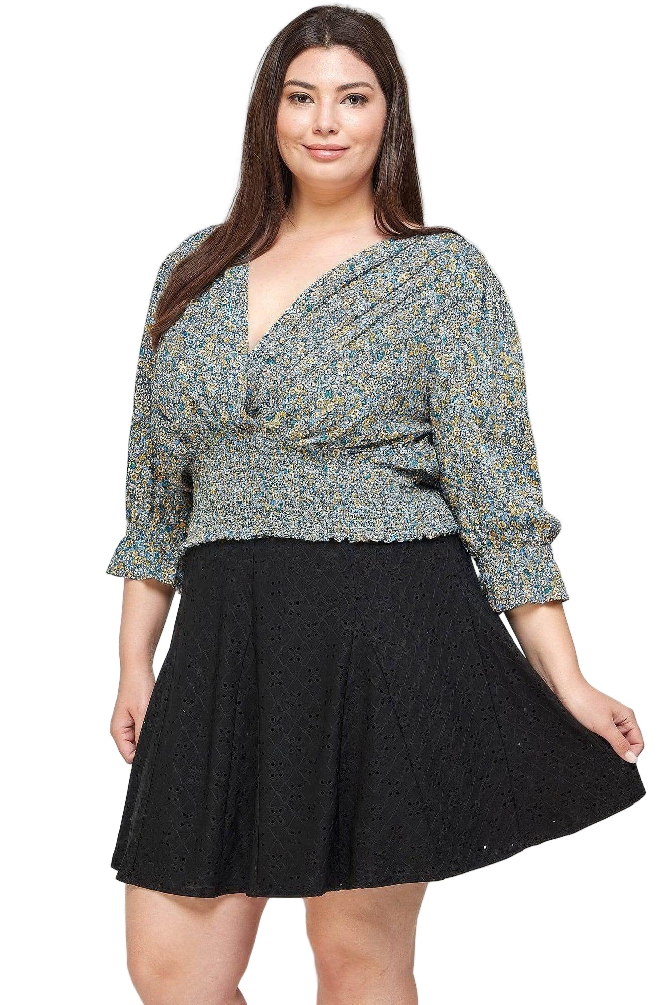 Plus Size, Knit Eyelet A-line Skirt - VacationGrabs
