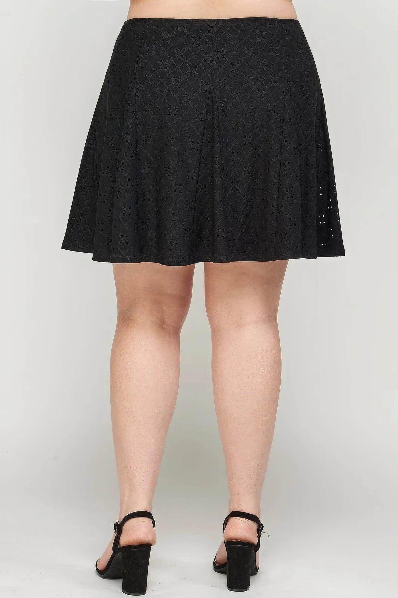 Plus Size, Knit Eyelet A-line Skirt - VacationGrabs