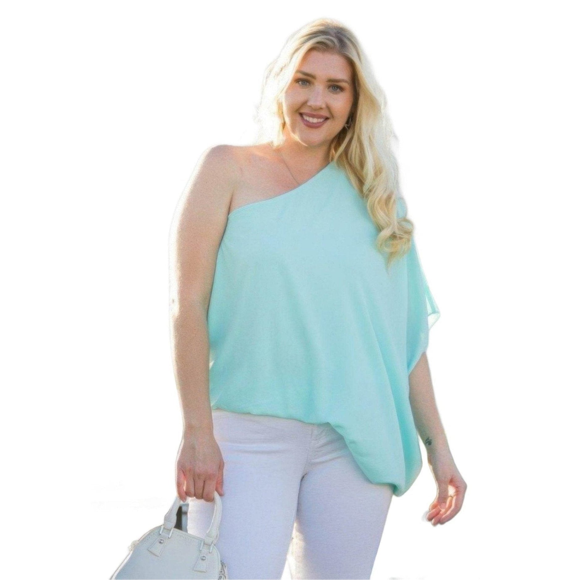 One Shoulder Long Sleeve Unbalance Top - VacationGrabs